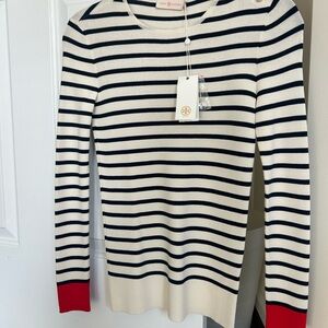 Tory Burch Striped Navy and Red Women's Top